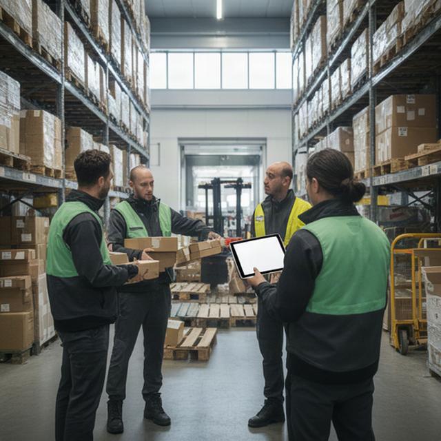 Team logistico che organizza le spedizioni in un magazzino lombardo