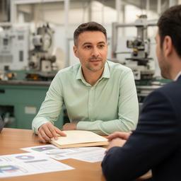 Vitantonio Sepi in una riunione dedicata alla selezione di tecnici per una PMI